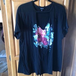 Torrid Floral Destroyed Tee 3x 3 3xl